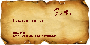 Fábián Anna névjegykártya